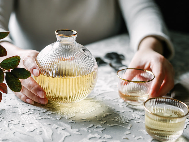Ribbed Glass Sake Set