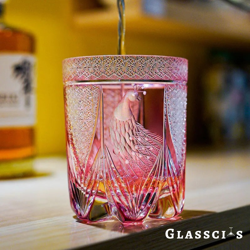 Peacock Edo Kiriko Whiskey Glass