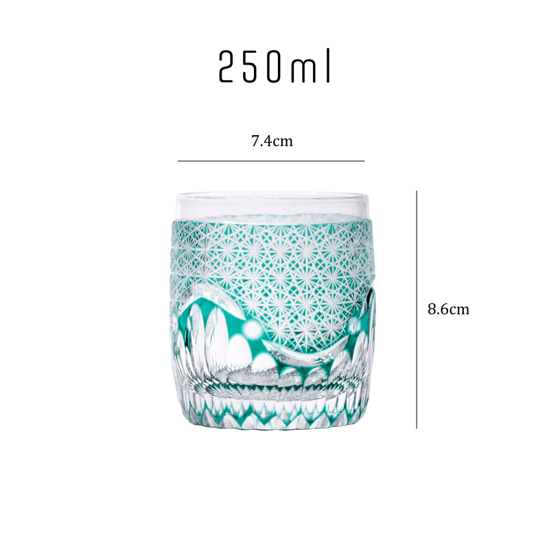 Seaform Green Edo Kiriko Whiskey Glass