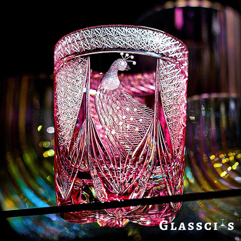 Peacock Edo Kiriko Whiskey Glass