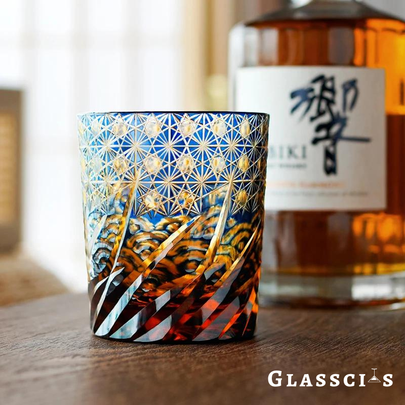Waves and Starry Sky Edo Kiriko Whiskey Glass