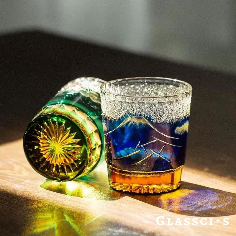 Mount Fuji Edo Kiriko Whiskey Glass