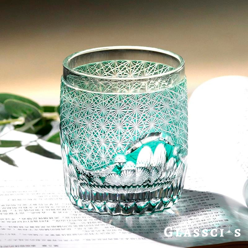 Seaform Green Edo Kiriko Whiskey Glass