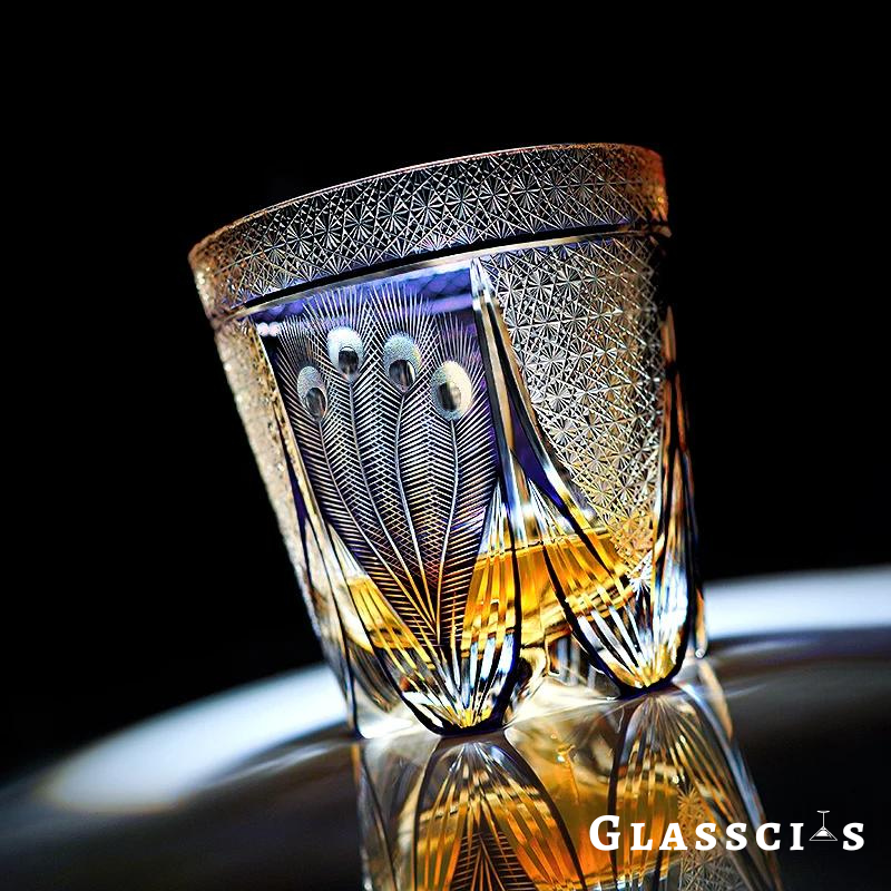 Peacock Edo Kiriko Whiskey Glass