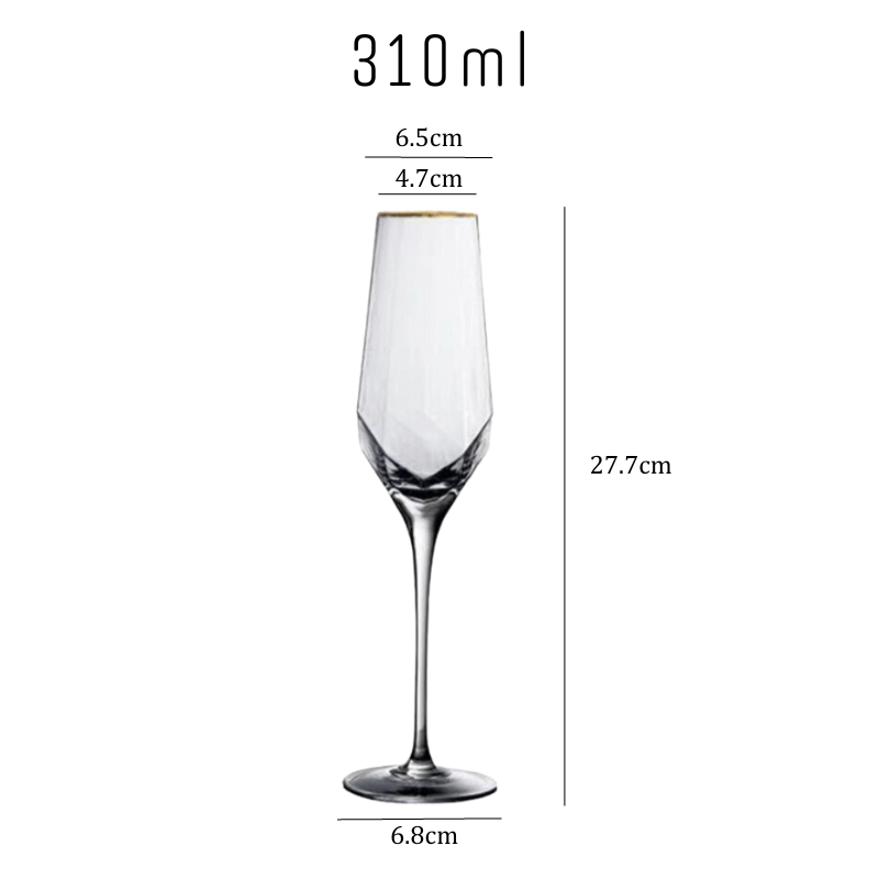 Gold Rim Hammered Diamond Wine Glasses