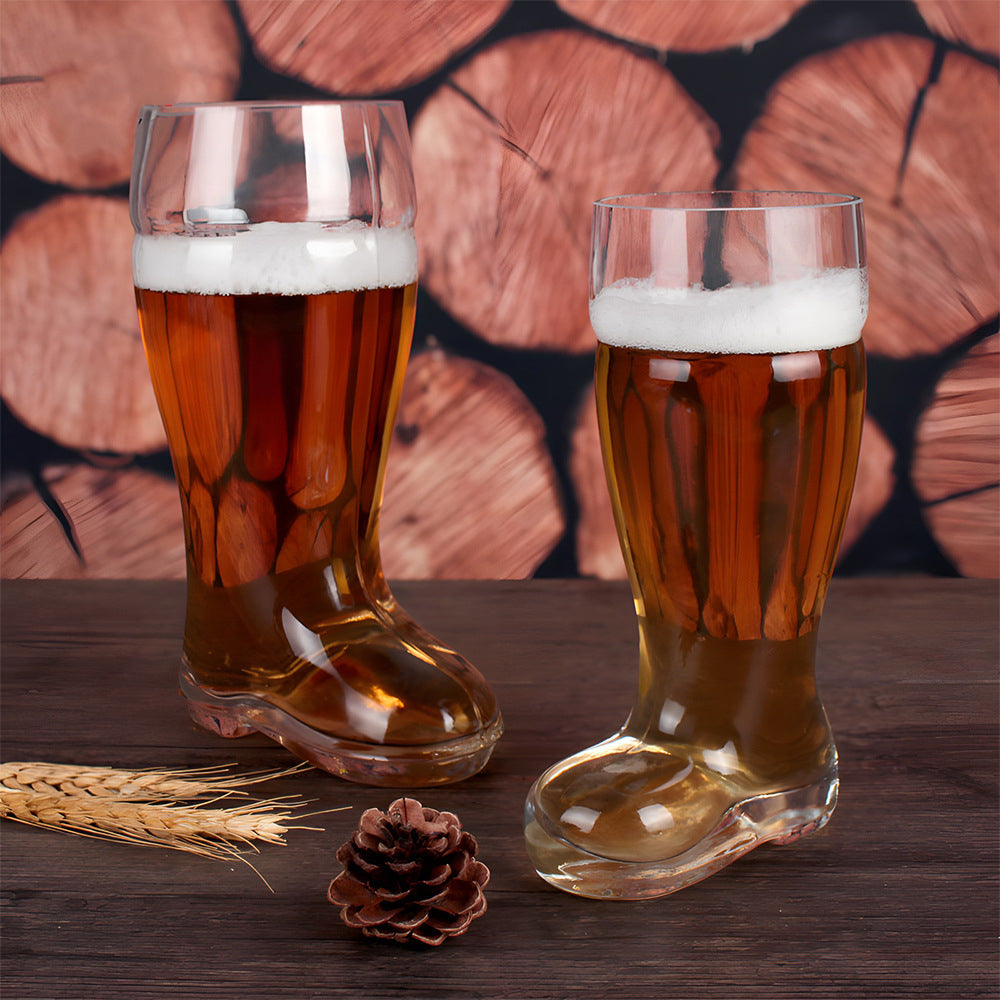 Creative beer drinking experience with beer boot