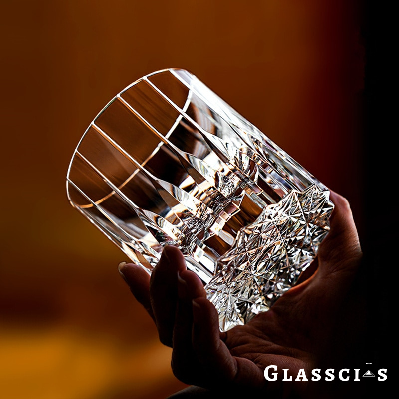 Japanese Crafted Edo Kiriko Whiskey Glasses with Star Design