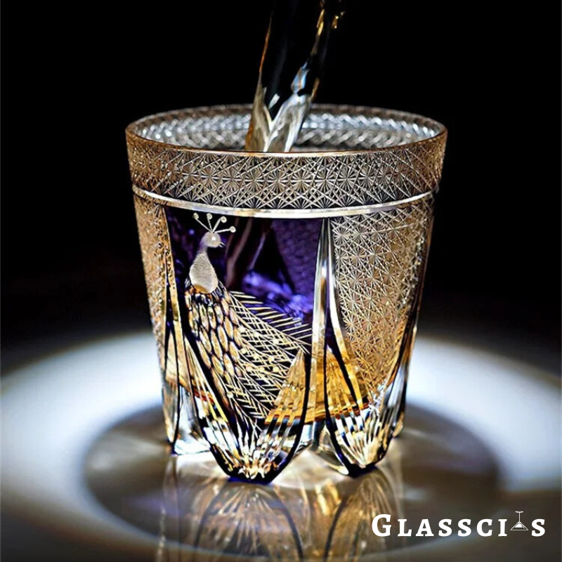 Peacock Edo Kiriko Whiskey Glass