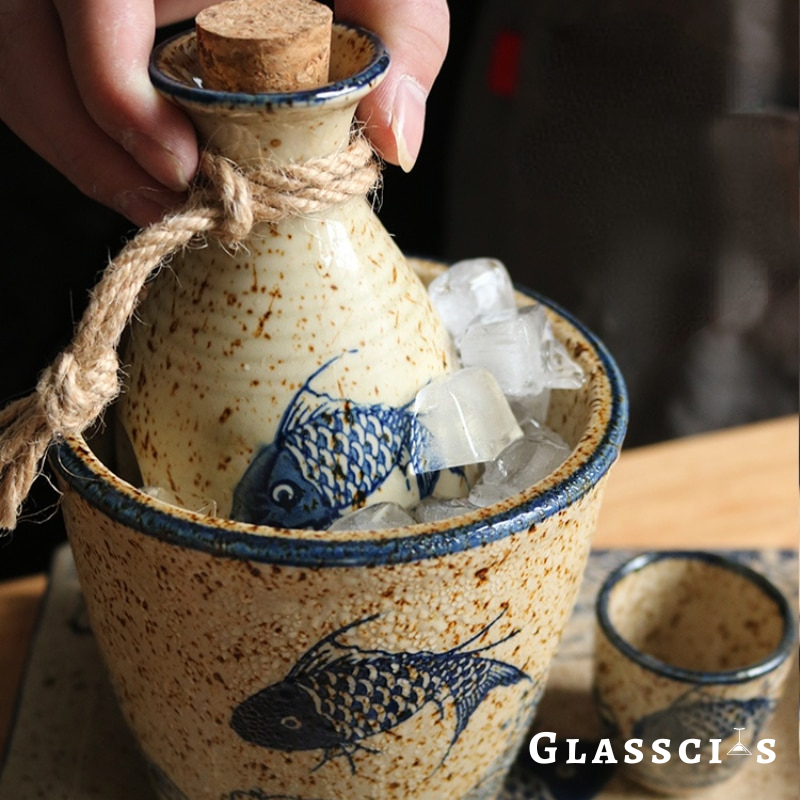 Japanese koi fish sake set for prosperity