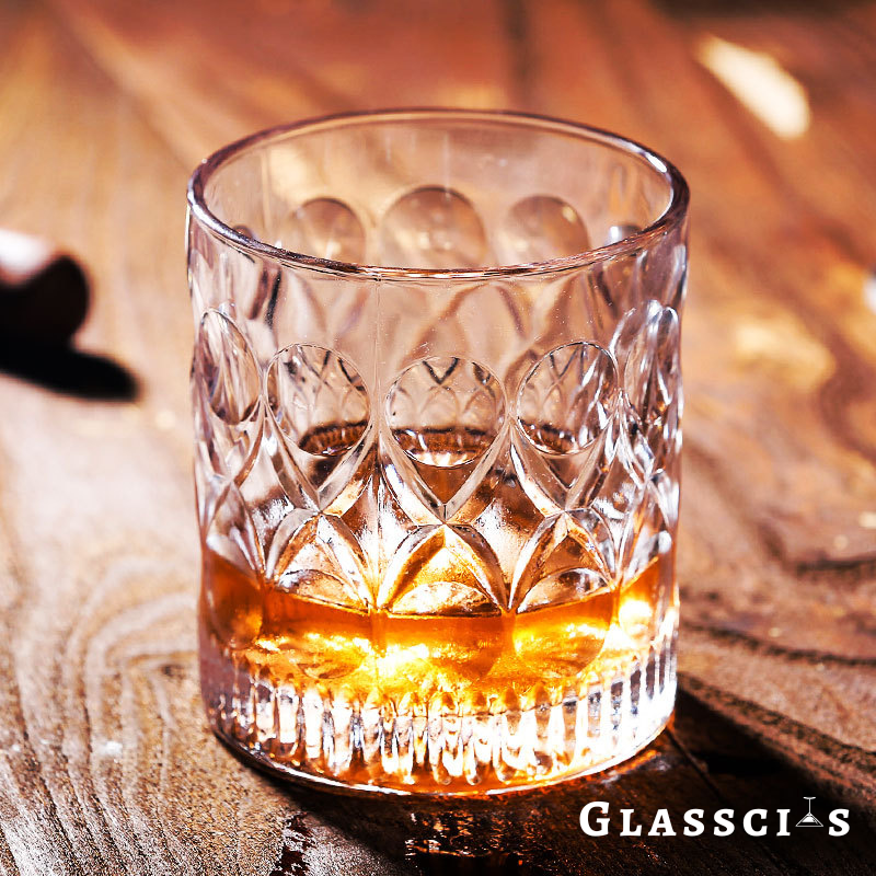 Vintage hourglass pattern crystal double old fashioned glasses
