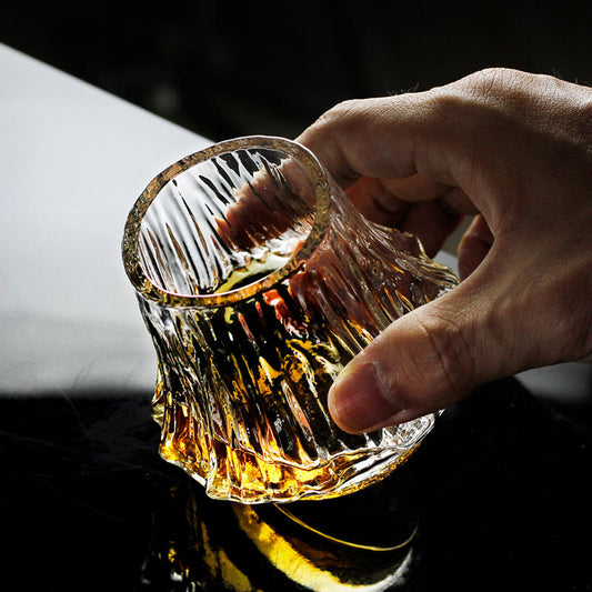 Volcano Whiskey Glass with textured design by Glasscias