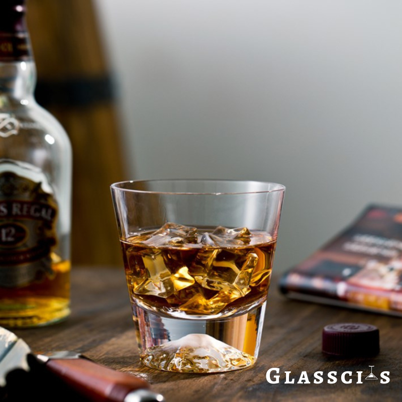 Elite Mt Fuji whiskey glass with 3D base design