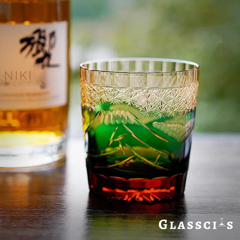 Mount Fuji Edo Kiriko Whiskey Glass