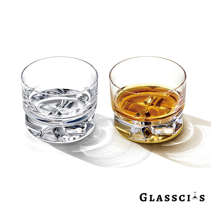 Crafted single old fashioned glass with detailed base