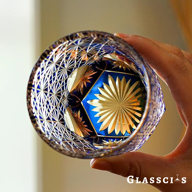 Japanese Daisy Edo Kiriko Whiskey Glass