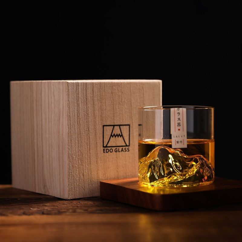 Japanese mountain terrain double wall whiskey glass