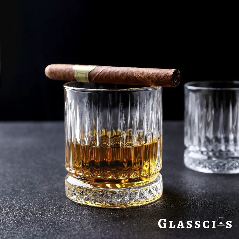 bourbon drinking glasses with vertical stripes