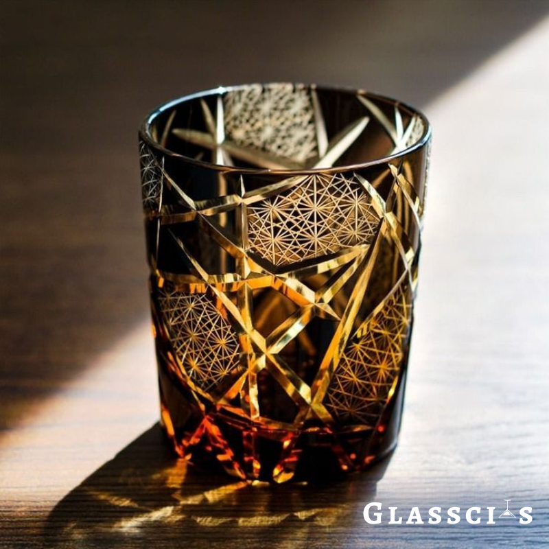 Triangle geometric design on Edo Kiriko Glass