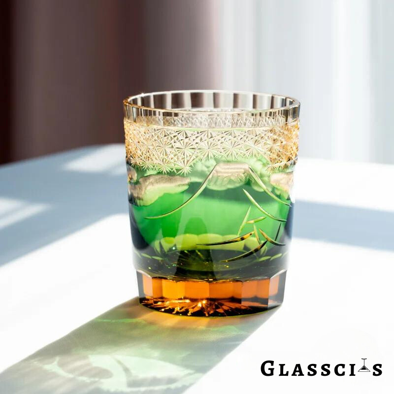 Mount Fuji Edo Kiriko Whiskey Glass