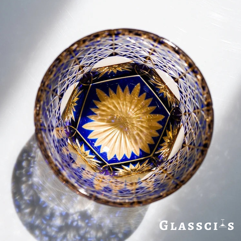 Japanese Daisy Edo Kiriko Whiskey Glass