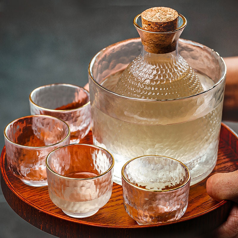 Textured Glass Sake Set