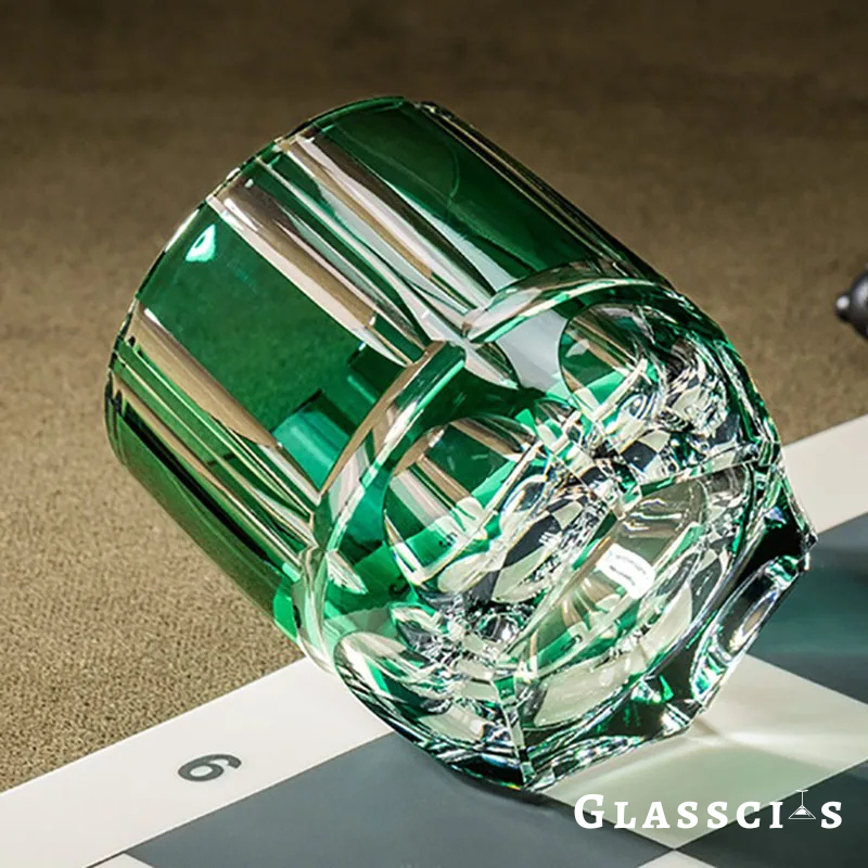 Green Bamboo Edo Kiriko Whiskey Glass