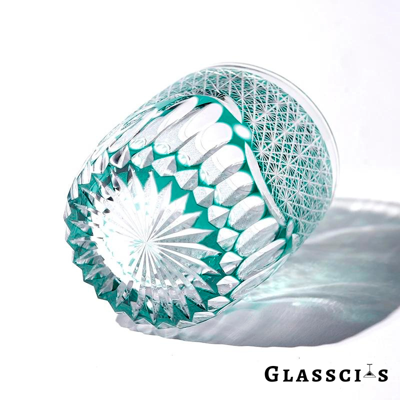 Seaform Green Edo Kiriko Whiskey Glass