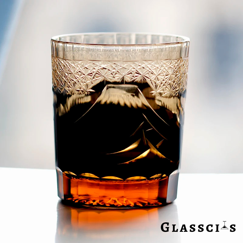 Mount Fuji Edo Kiriko Whiskey Glass
