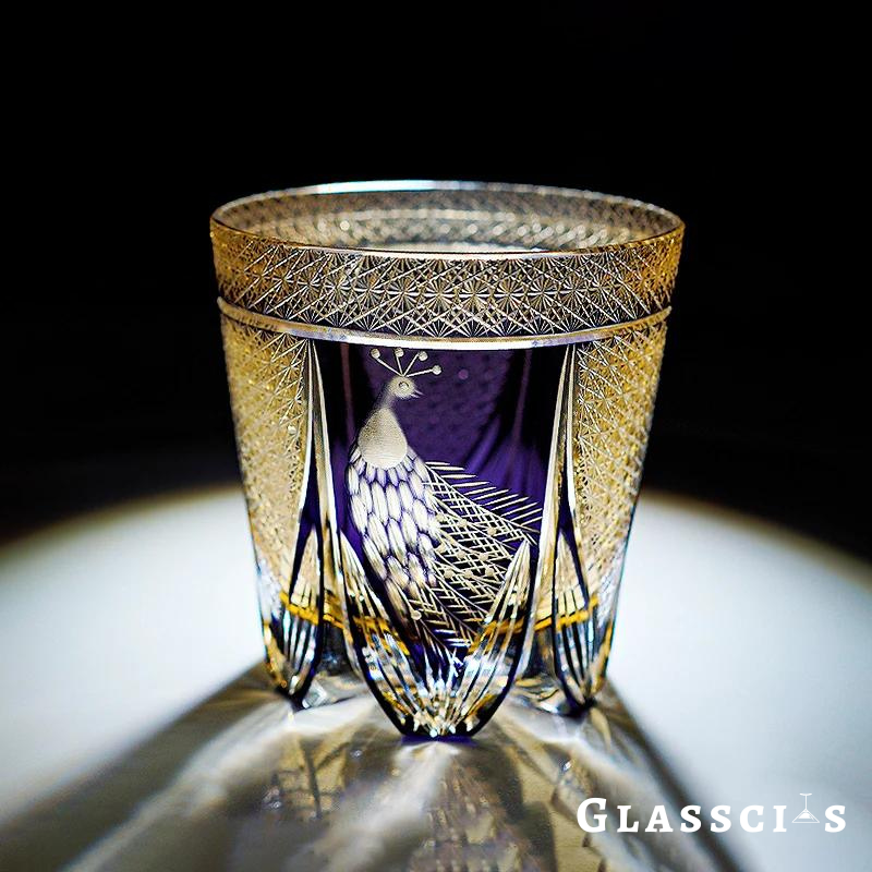 Peacock Edo Kiriko Whiskey Glass