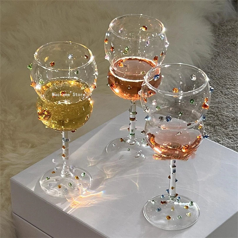 "Holiday-themed gem stemmed glasses