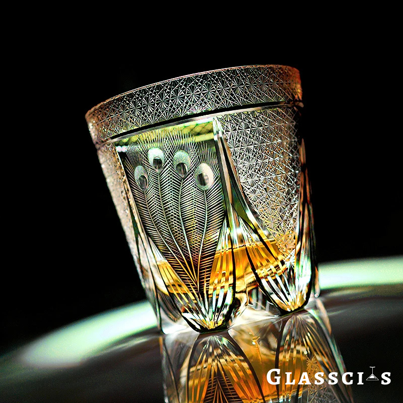 Peacock Edo Kiriko Whiskey Glass