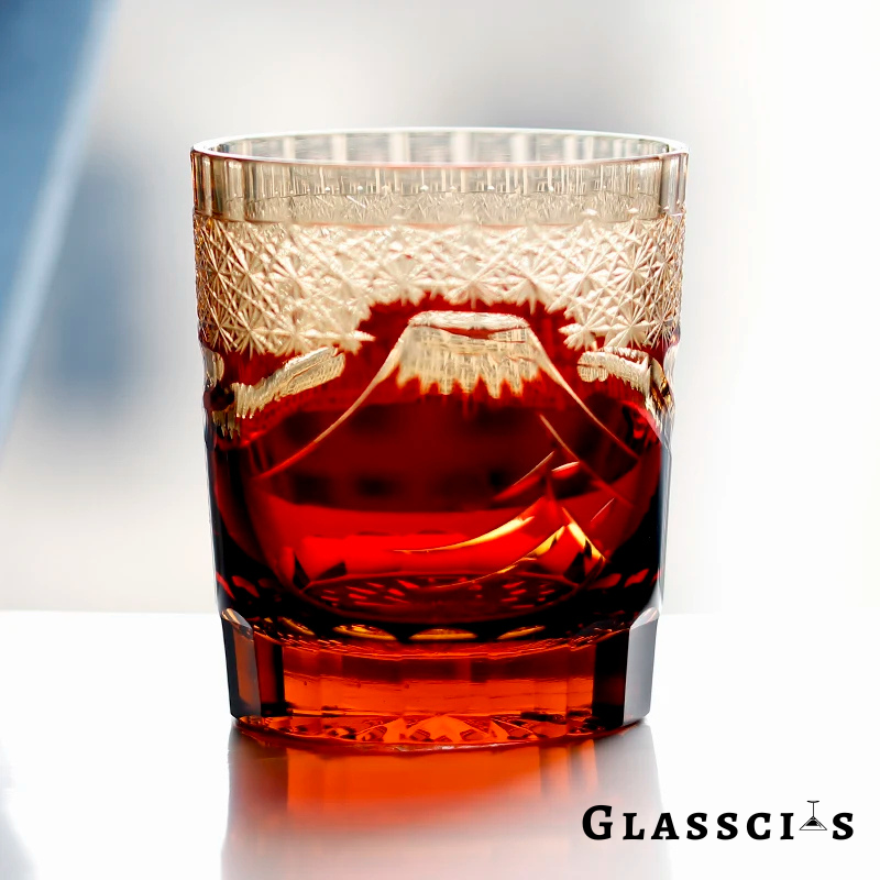Mount Fuji Edo Kiriko Whiskey Glass