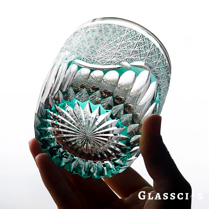 Seaform Green Edo Kiriko Whiskey Glass