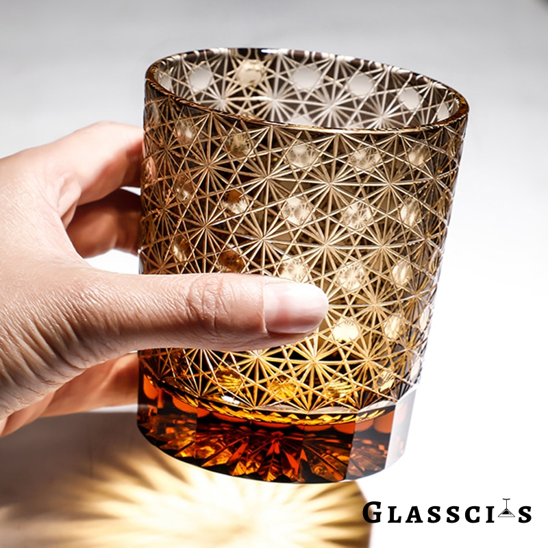 unique starry edo kiriko whiskey glass