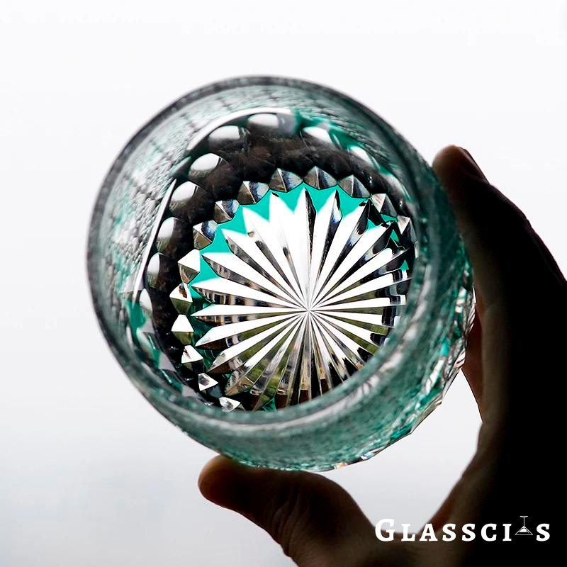 Seaform Green Edo Kiriko Whiskey Glass