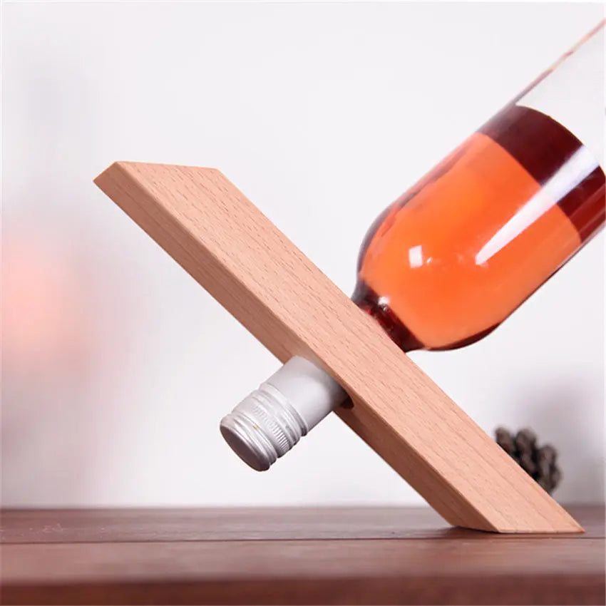 Balancing Wooden Wine Bottle Holder