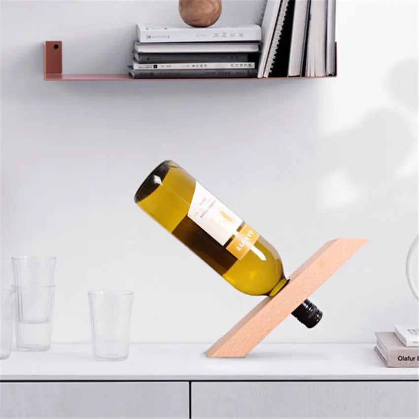 Balancing Wooden Wine Bottle Holder