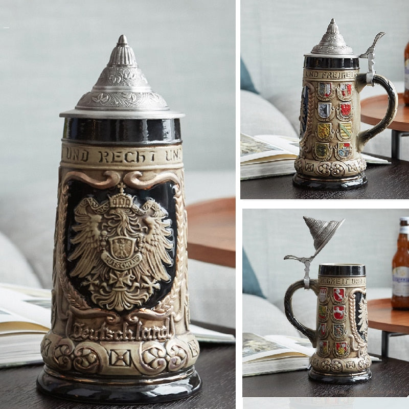 German heritage ceramic beer steins