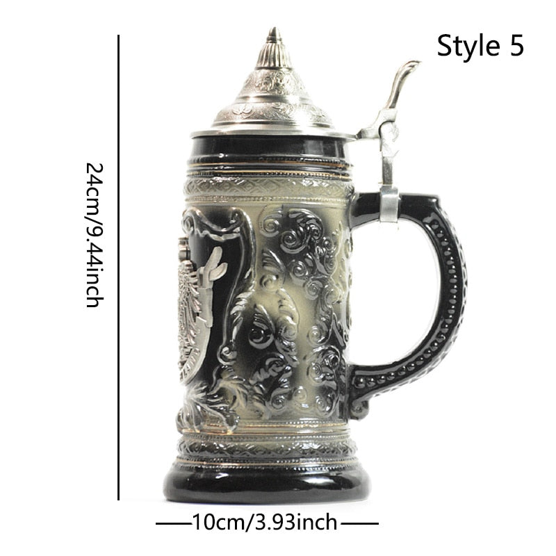 german heritage beer stein with lid