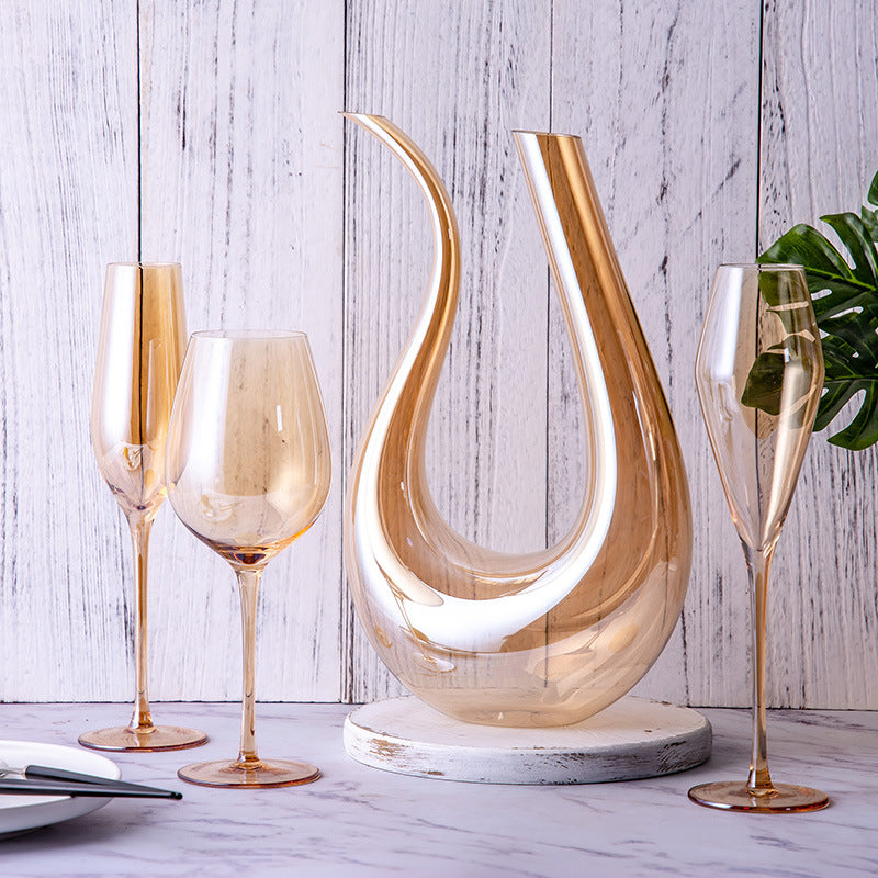 Crystal Amber Wine Glasses