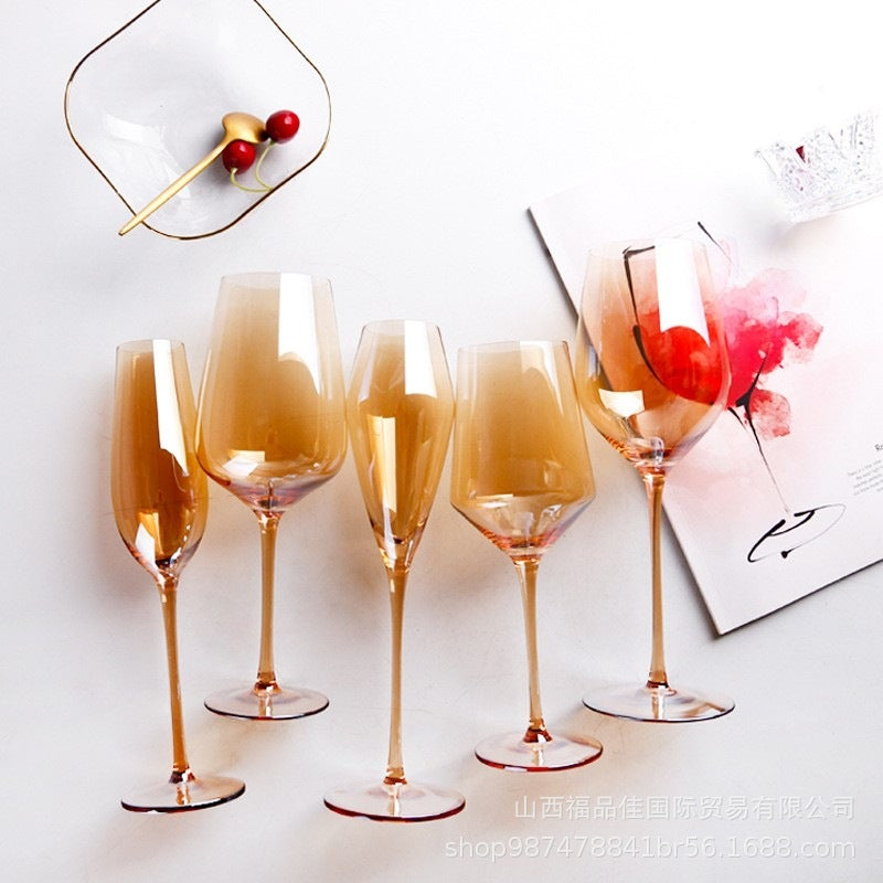 Crystal Amber Wine Glasses