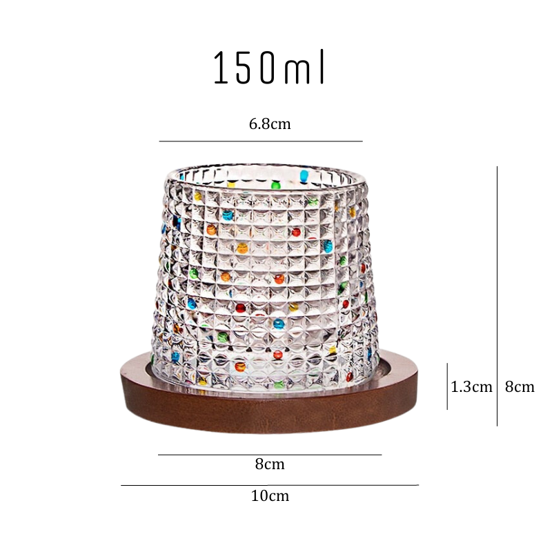 Italian Diamond Grid Art Rocking Whiskey Glass