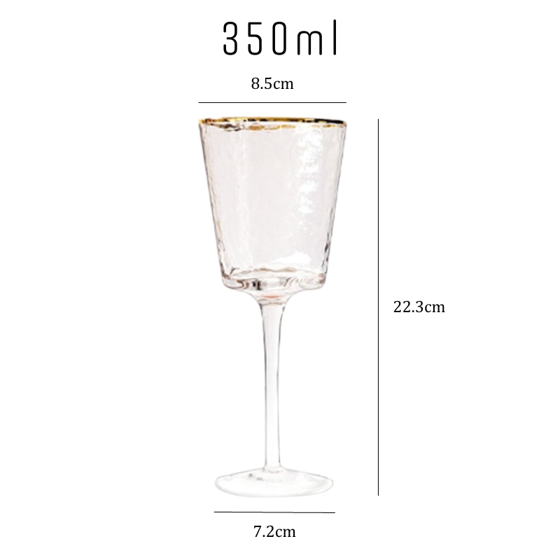Gold Rim Hammered Wine Glass