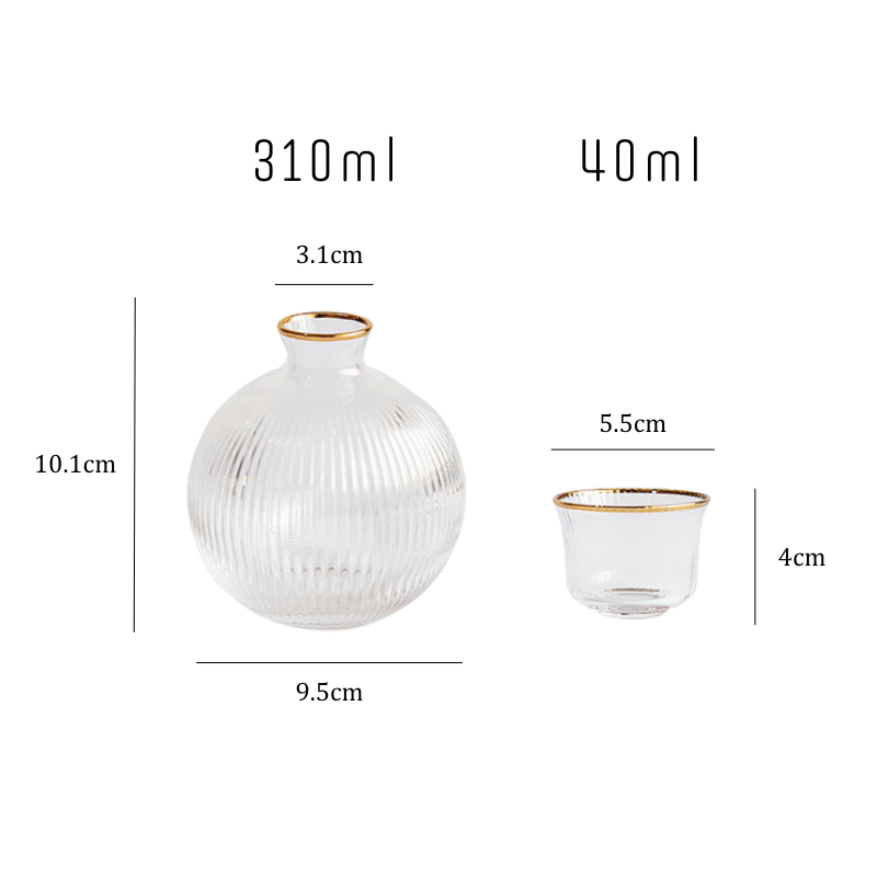 Ribbed Glass Sake Set