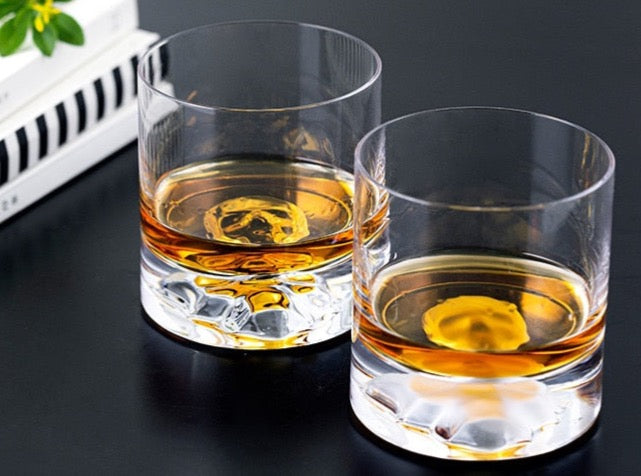 Gothic Inspired Old Fashioned Whisky Glass with Skull Bottom