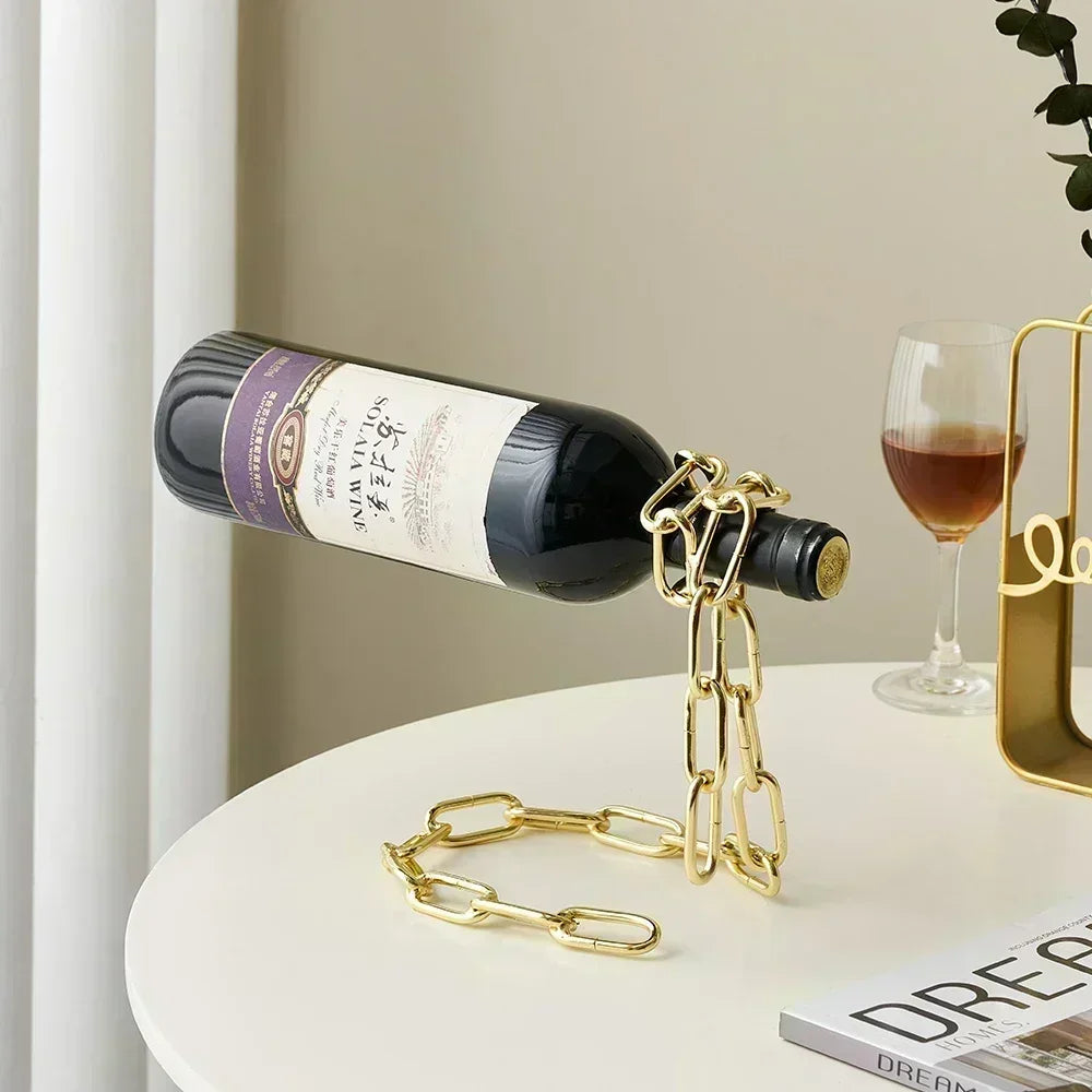 Floating Iron Chain Wine Bottle Holder