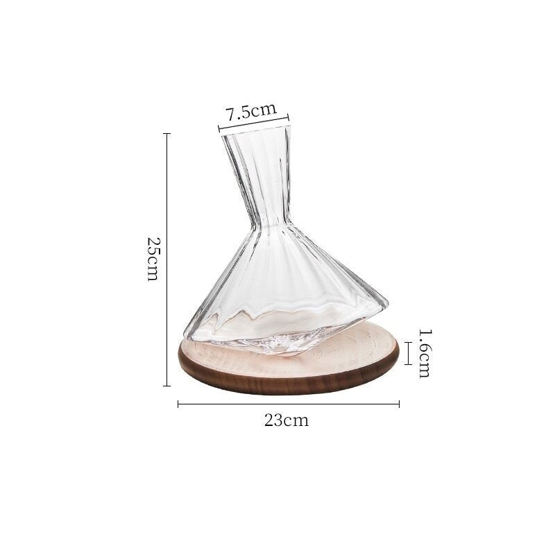 Rotatable Wine Decanter with Wood Support