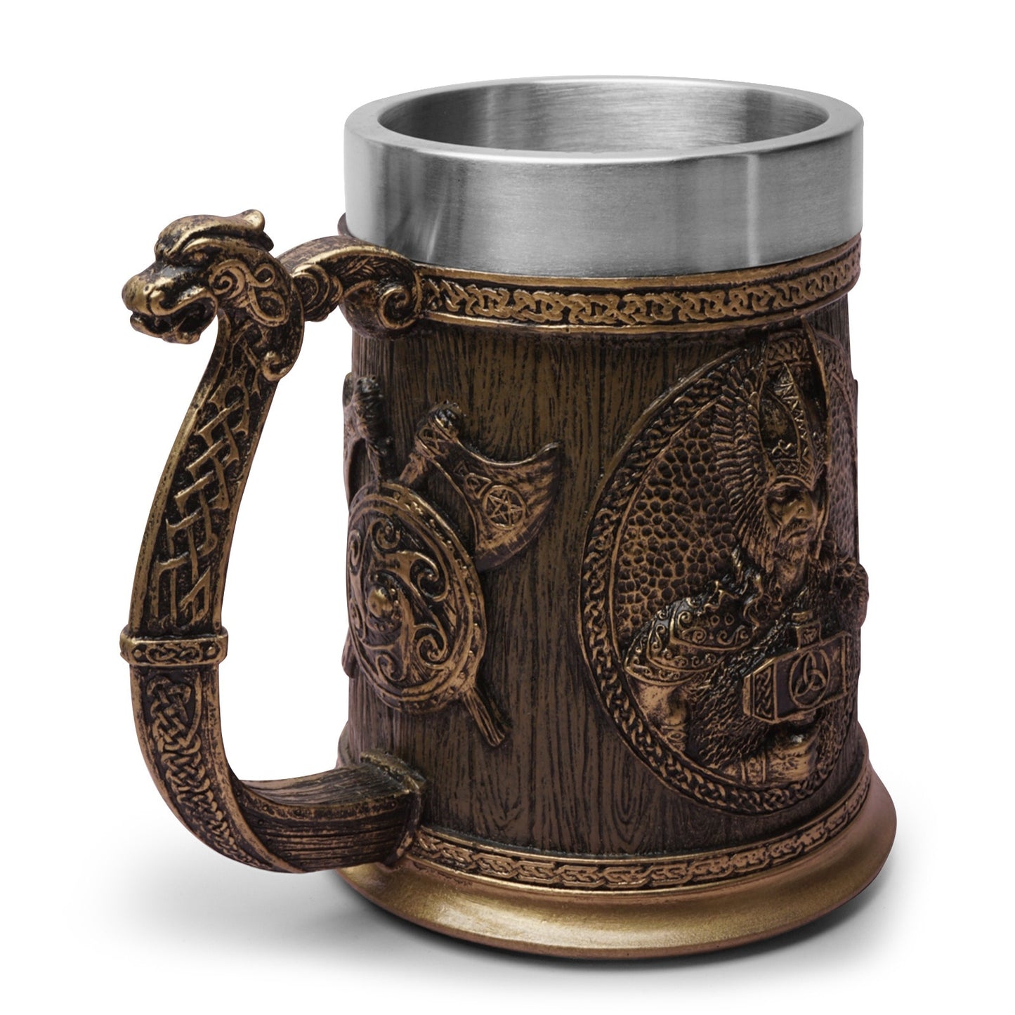 odin's heritage wooden beer stein