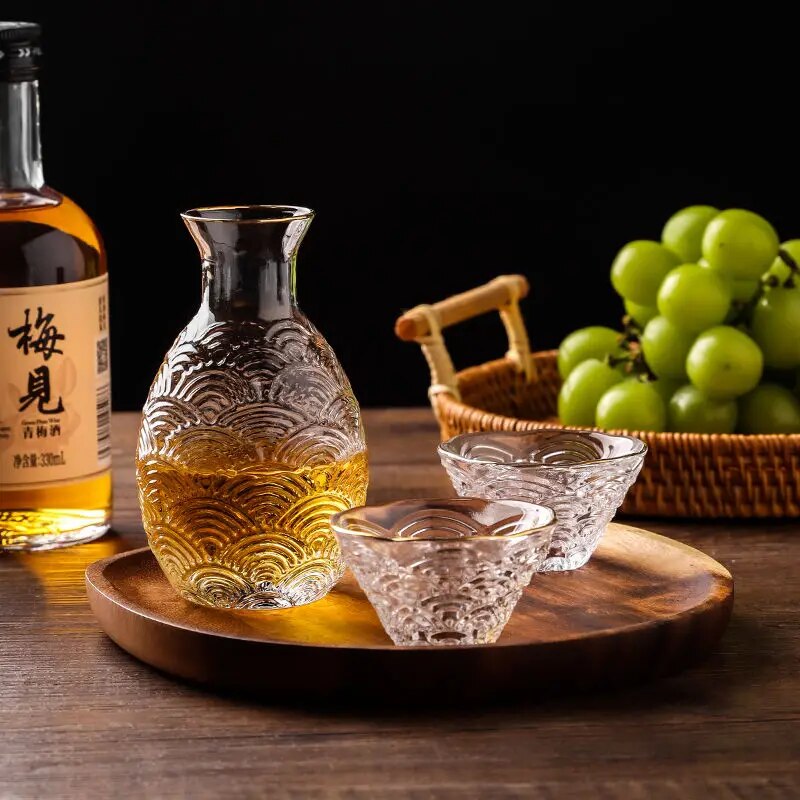 Traditional Japanese patterns on modern sake sets