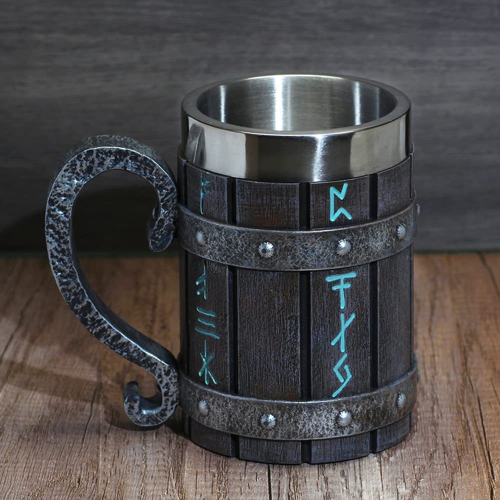 Slavic culture themed timber tankard